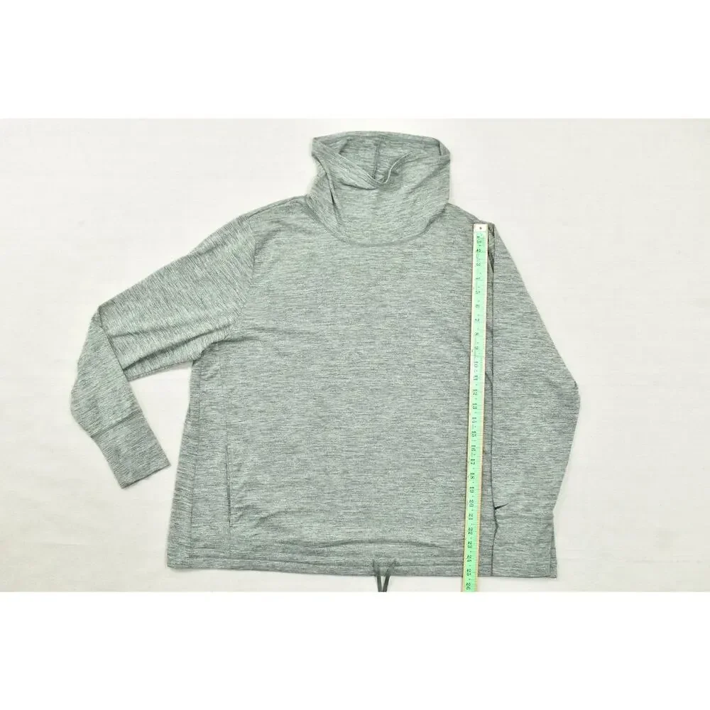 Nike Dri-FIT Women 2X Heather Green Cowl Neck Pullover Long Sleeve Training Top
